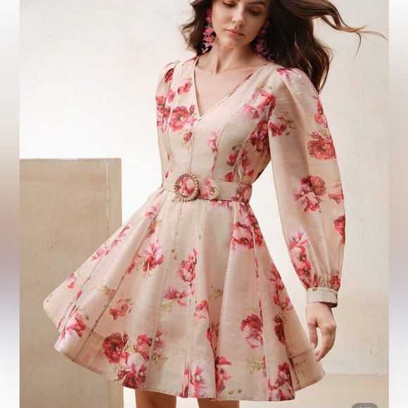 Elegant Floral Long Sleeve Dress - Picture 1 of 5